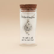 Mother & Daughter 925 Sterling Silver Pendant With Chain Adjustable Length in Glass Bottle